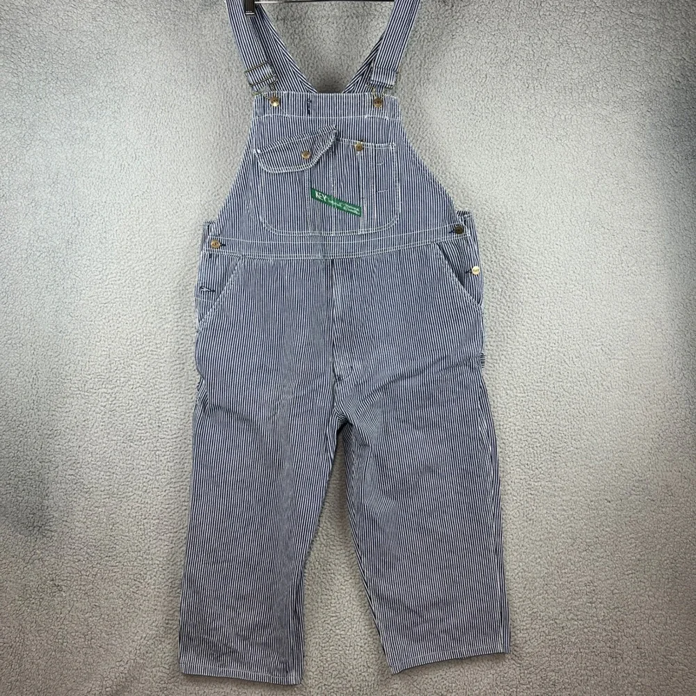 Key Hickory railroad Stripe Overalls Mens 42x28 (M: 42x23) Blue White Aristocrat